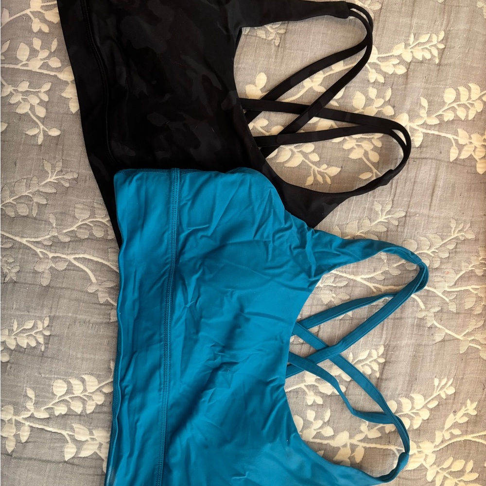 Luluemon Black Camo & Blue Sports Bras